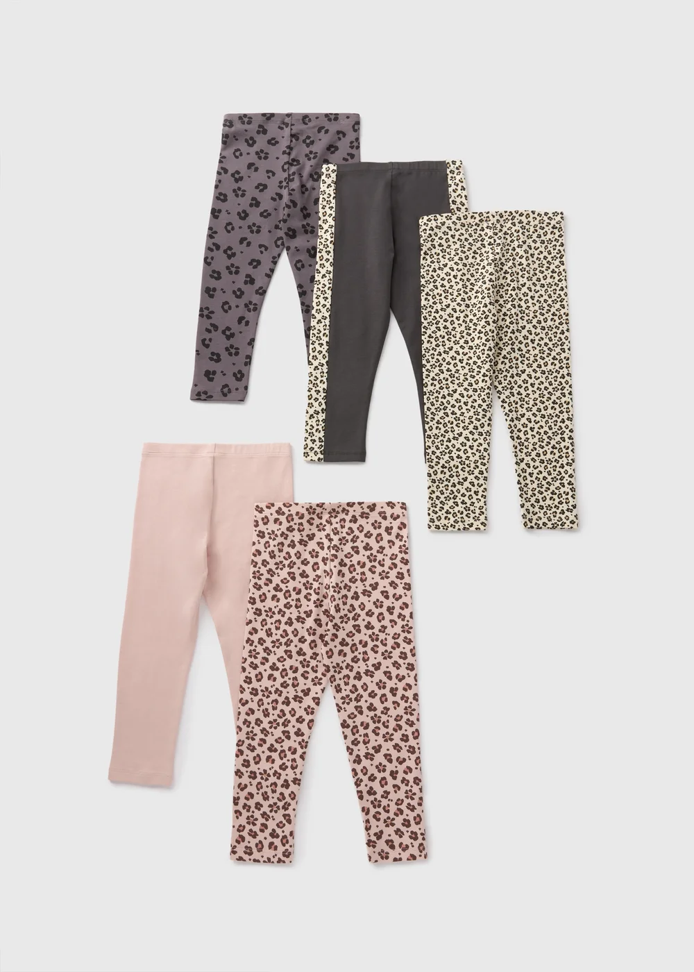 5 Pack Girls Leopard Print Leggings (1-7yrs) - 1 half year to 2 Image 1