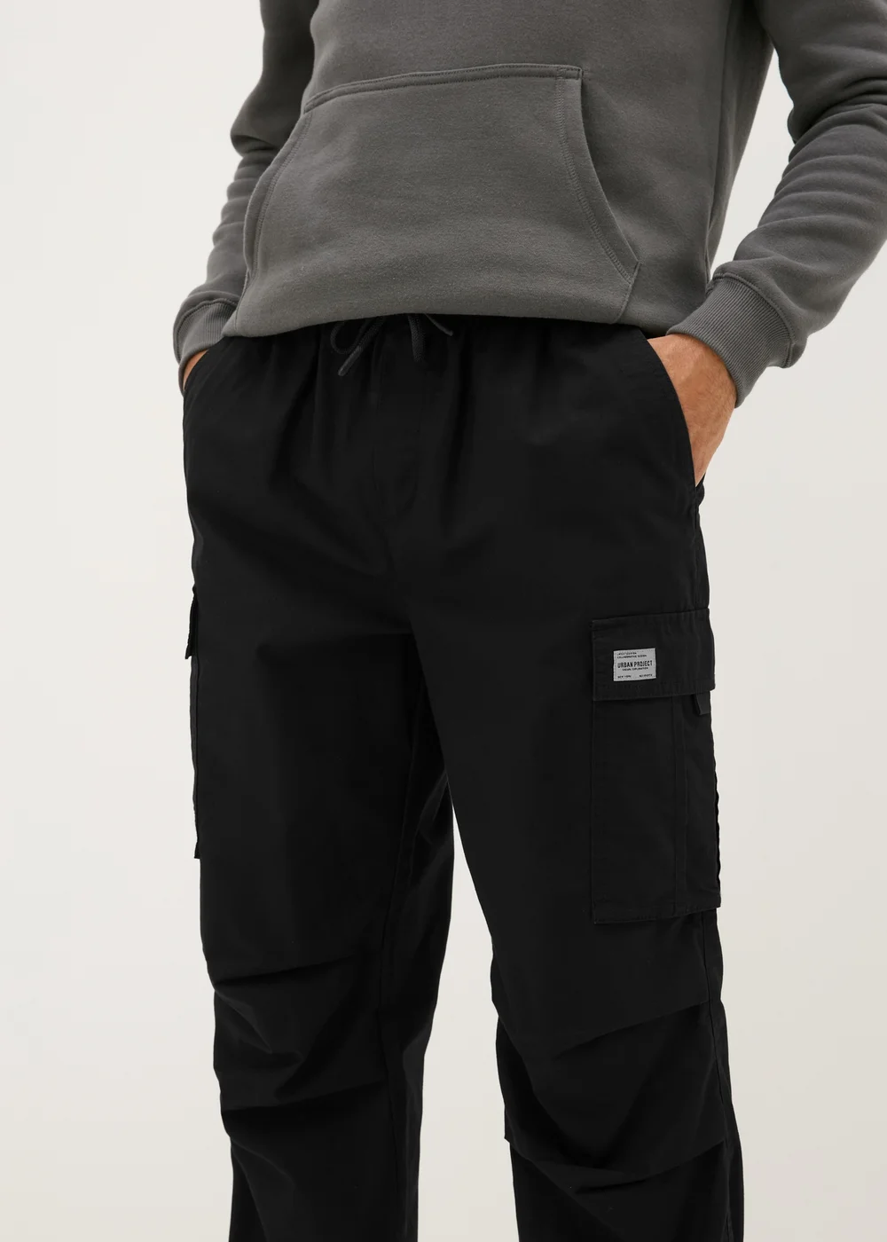 Black Loose Fit Cargo Trousers - Extra small Image 3