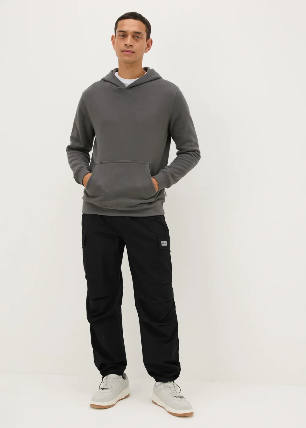 Black Loose Fit Cargo Trousers - Extra small Image 1