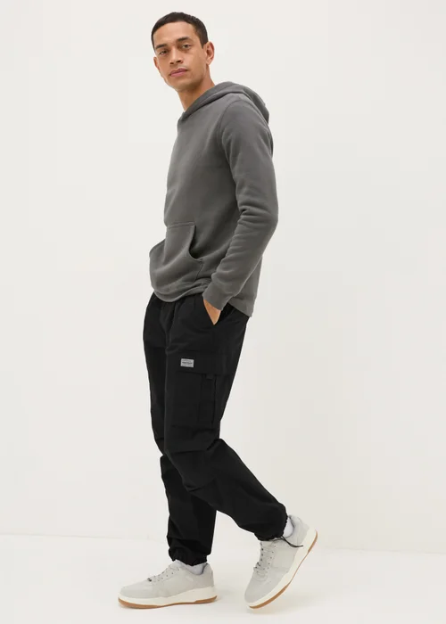 Black Loose Fit Cargo Trousers - Extra small Image 2