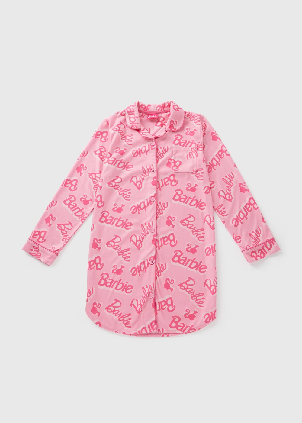 Barbie Girls Pink Shirt Nightie (Younger 4-12yrs) - Age 4 Years Image 1