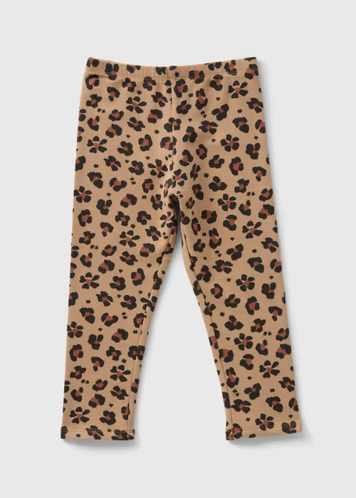 Girls Brown Leopard Print Leggings (1-7yrs) - 1 half year to 2 Image 1