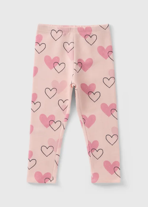 Girls Pink Heart Leggings (1-7yrs) - Age 2 - 3 Years Image 1
