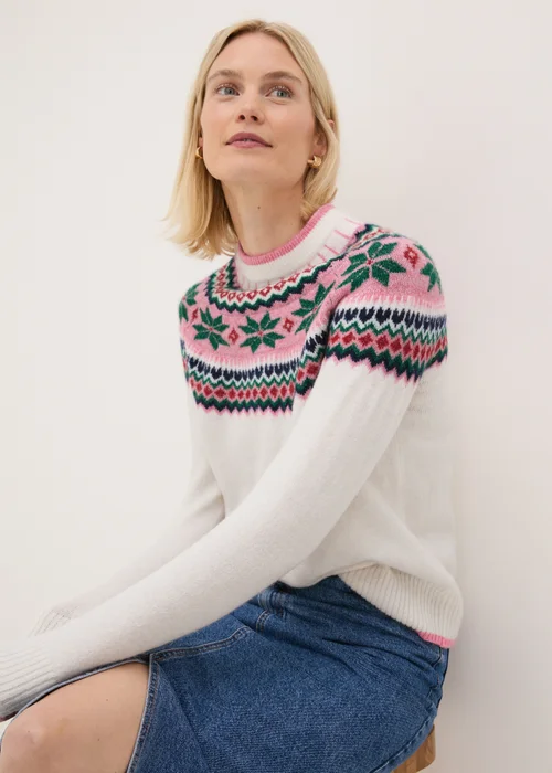 Joyful Cream Fairisle Knit Jumper - XS Image 1