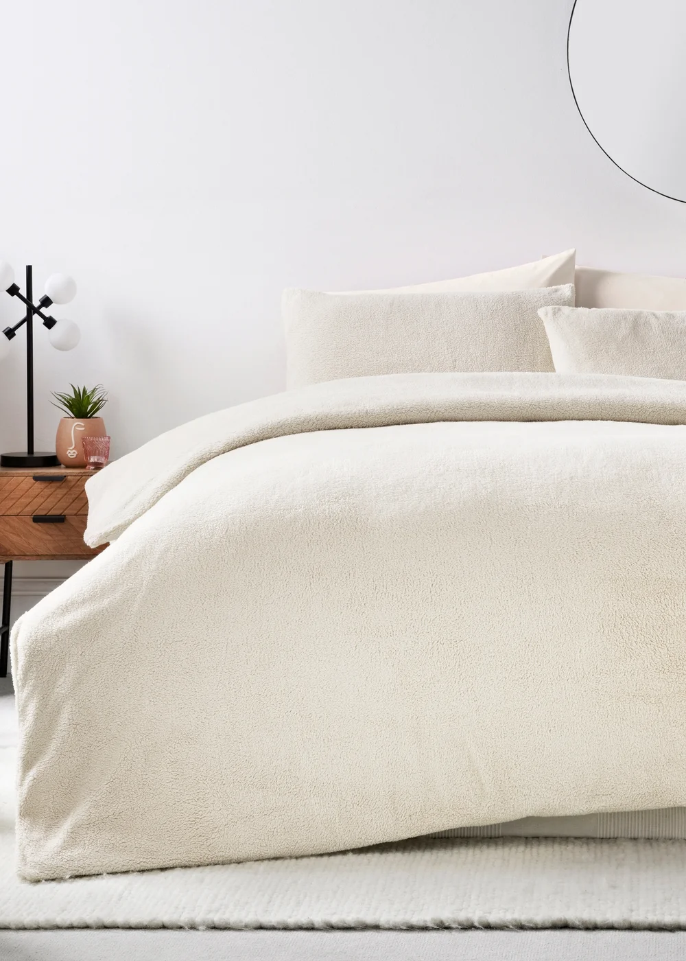 Cream Teddy Fleece Duvet Set - Double Image 1