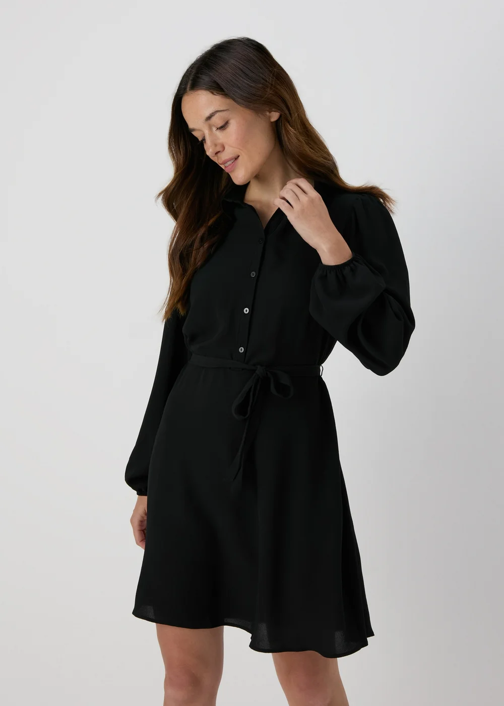 Black Mini Shirt Dress - 8 Image 1