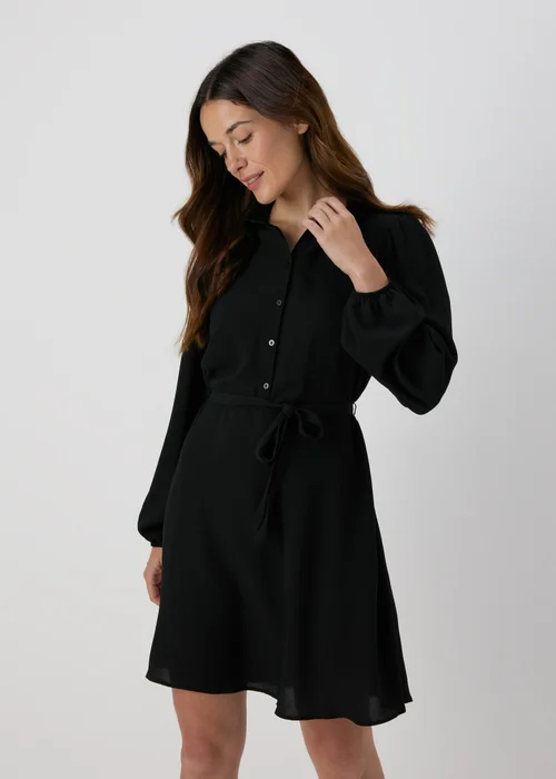 Black Mini Shirt Dress - 8 Image 1