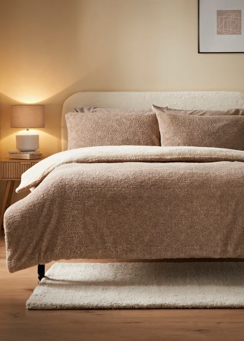 Natural Teddy Fleece Duvet Set - Single Image 1