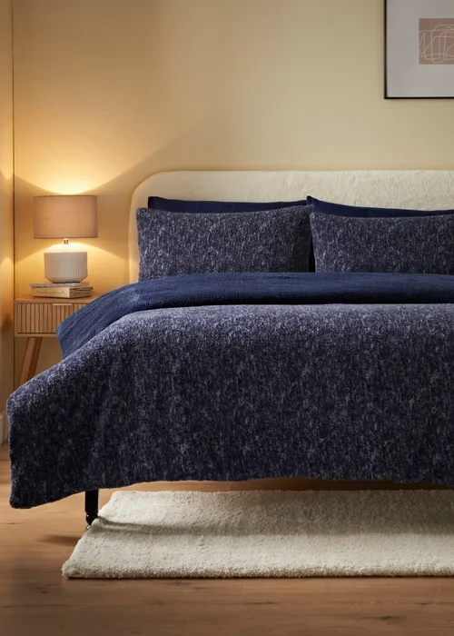 Blue Teddy Fleece Duvet Set - Double Image 1