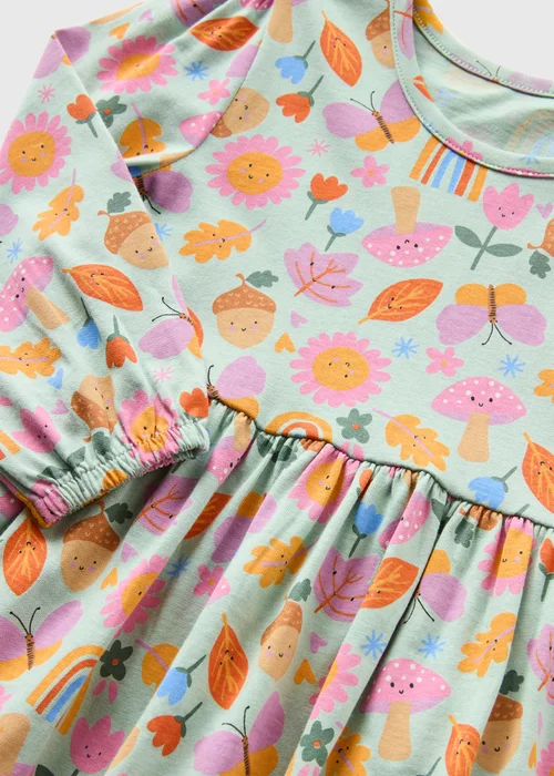 Girls Green Floral Autumn Dress (1-7yrs) - 1 half year to 2 Image 2