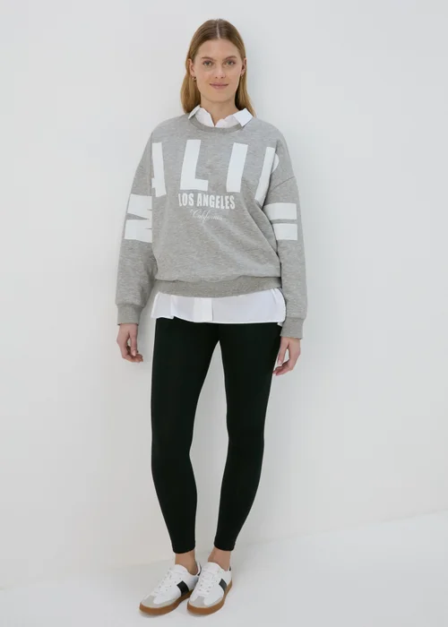 Grey Marl Over Arm Slogan Sweatshirt - Small Image 4