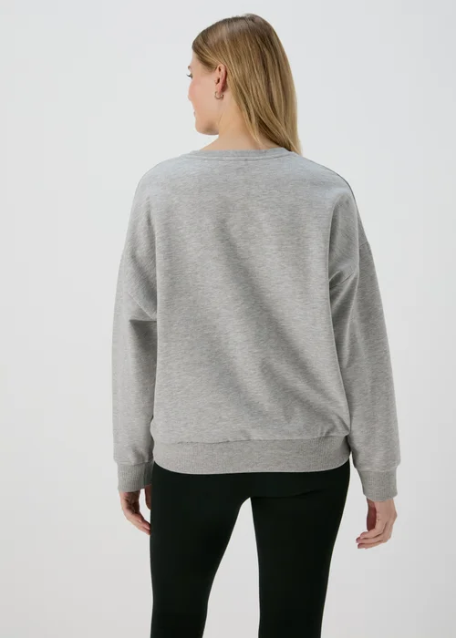Grey Marl Over Arm Slogan Sweatshirt - Small Image 2