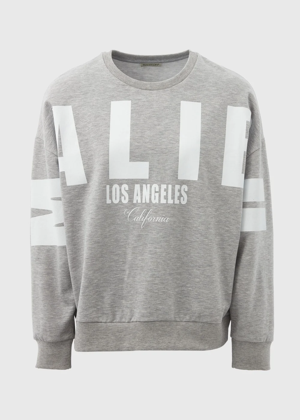 Grey Marl Over Arm Slogan Sweatshirt - Small Image 5