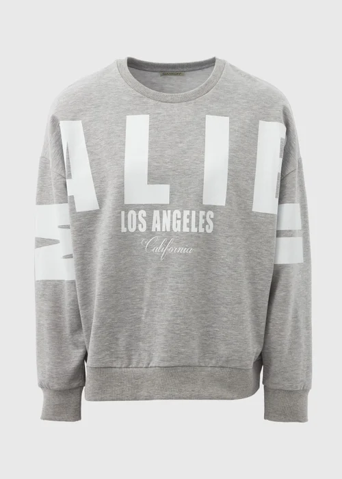 Grey Marl Over Arm Slogan Sweatshirt - Small Image 5