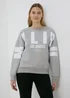 Grey Marl Over Arm Slogan Sweatshirt - Small Image 1
