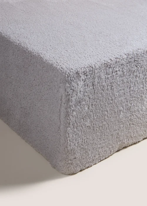 Grey Teddy Fleece Bed Sheet - Double Image 1