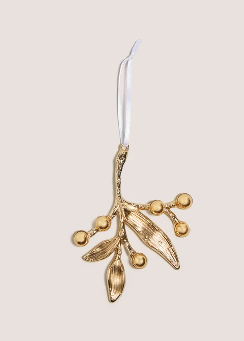 Winter Poem Gold Mistletoe Tree Decoration Image 1