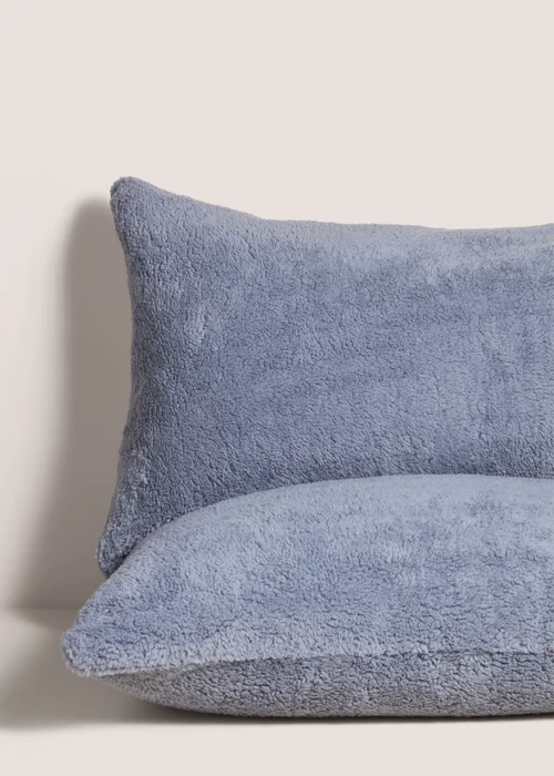 Blue Teddy Fleece Pillow Cases Image 1