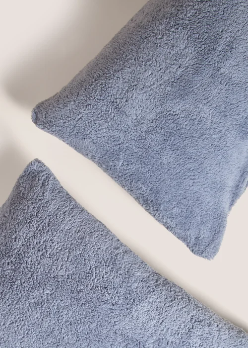 Blue Teddy Fleece Pillow Cases Image 2