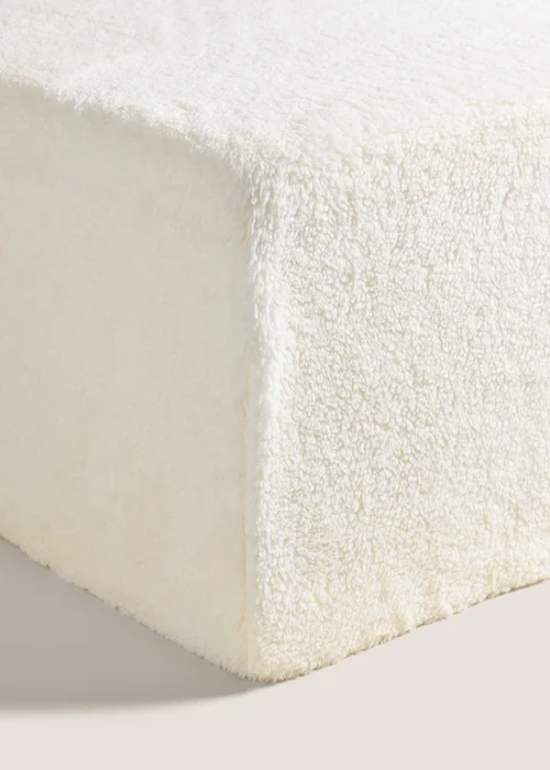 Cream Teddy Fleece Bed Sheet - Single Image 1