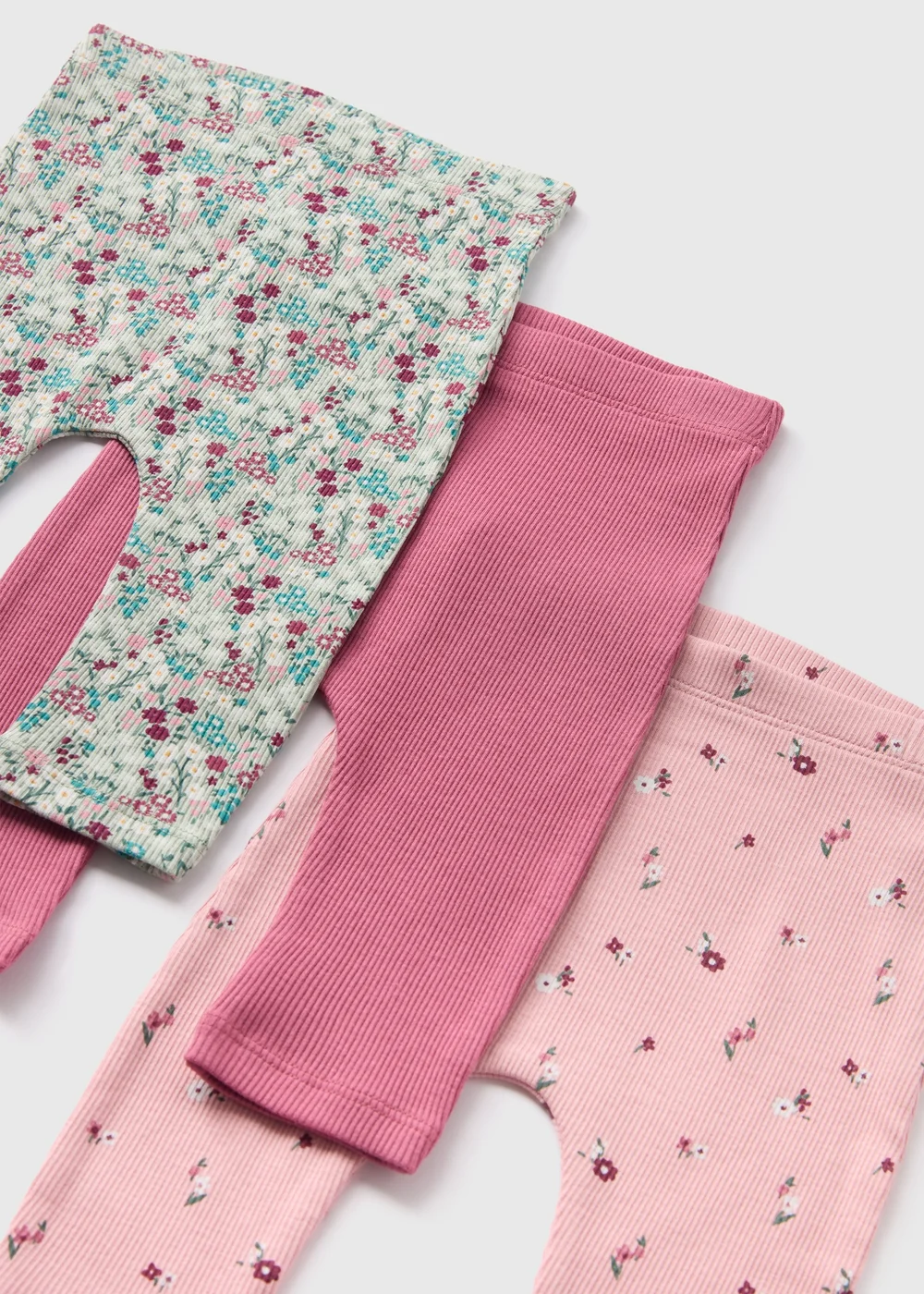 3 Pack Baby Pink Floral Leggings (Newborn-23mths) - 9-12 months Image 2