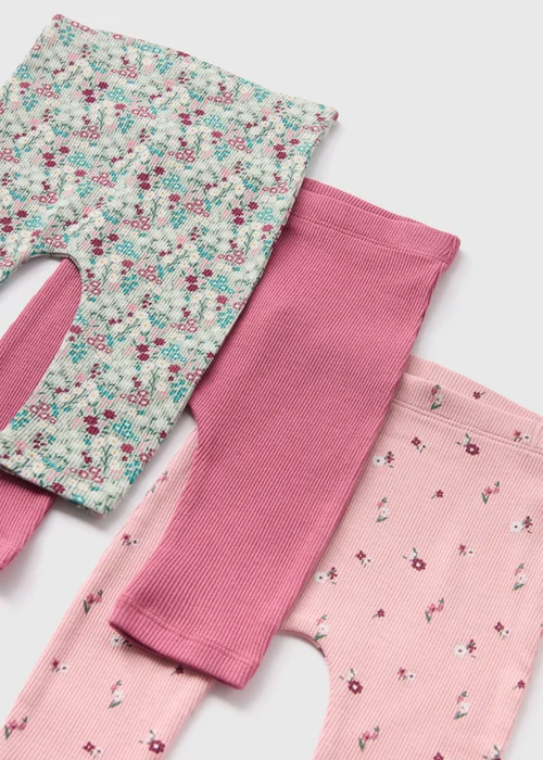 3 Pack Baby Pink Floral Leggings (Newborn-23mths) - 9-12 months Image 2