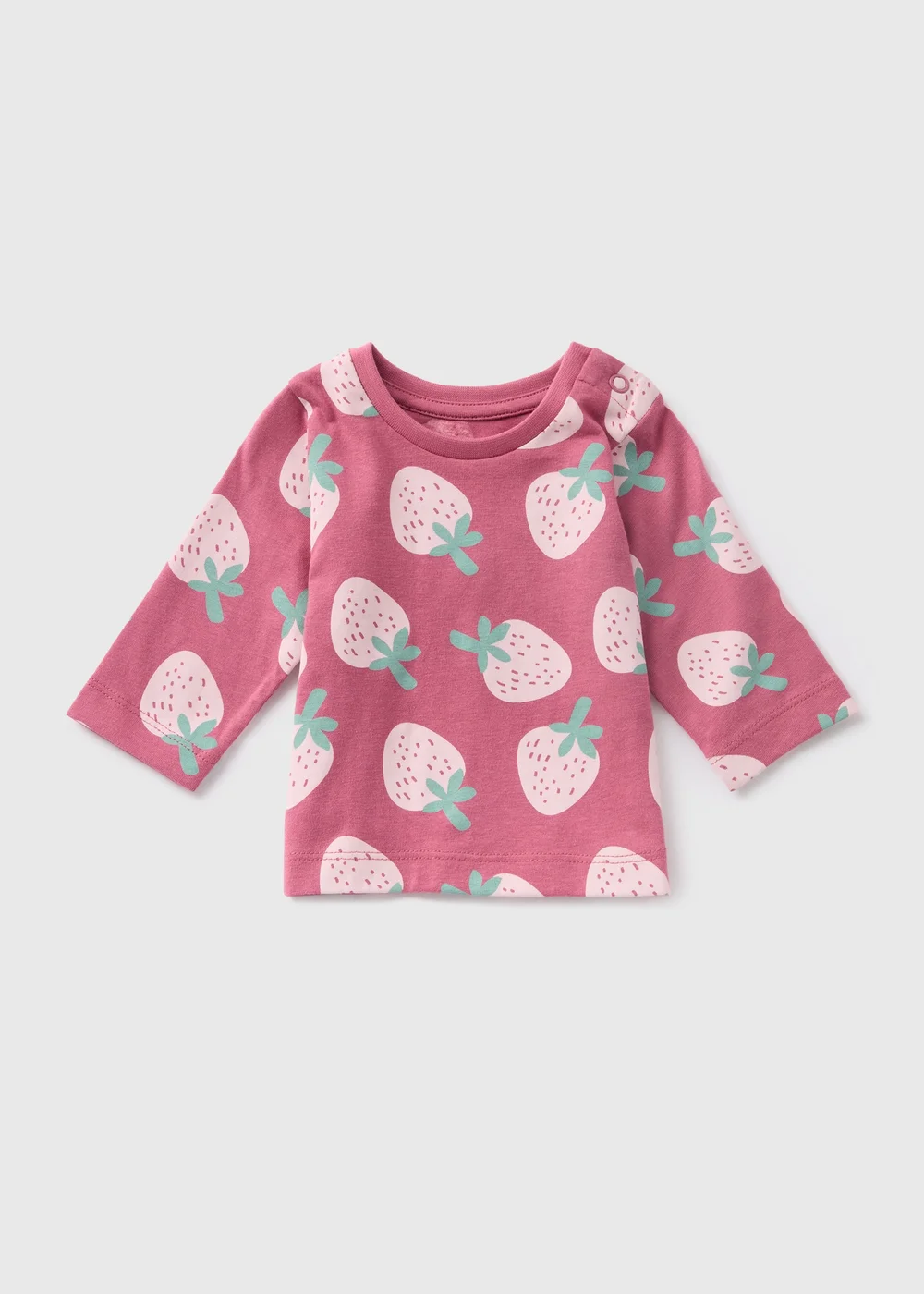 Baby Pink Strawberry Print T-Shirt (Newborn-23mths) - 0-3 months Image 1