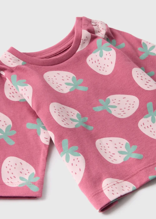 Baby Pink Strawberry Print T-Shirt (Newborn-23mths) - 0-3 months Image 2