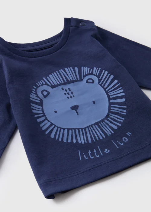 Baby Blue Lion Print T-Shirt (Newborn-23mths) - 0-3 months Image 2