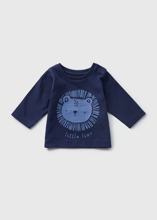 Baby Blue Lion Print T-Shirt (Newborn-23mths) - 0-3 months Image 1