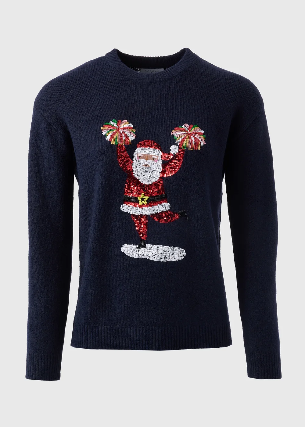 Joyful Navy Santa Sequin Jumper - XS Image 4