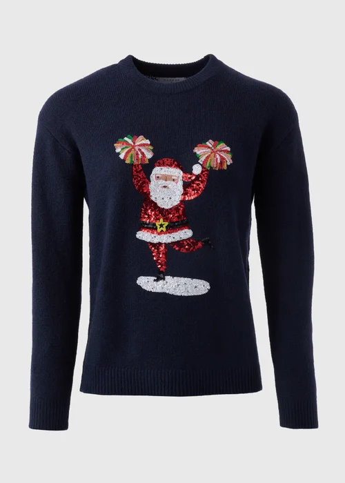 Joyful Navy Santa Sequin Jumper - XS Image 4