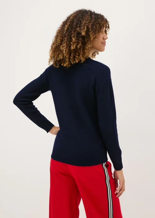 Joyful Navy Santa Sequin Jumper - XS Image 2