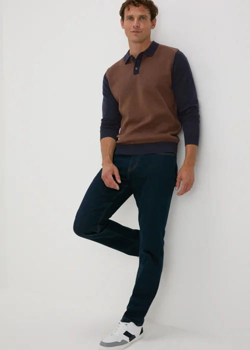 Rust Textured Knit Polo Shirt - S Image 4