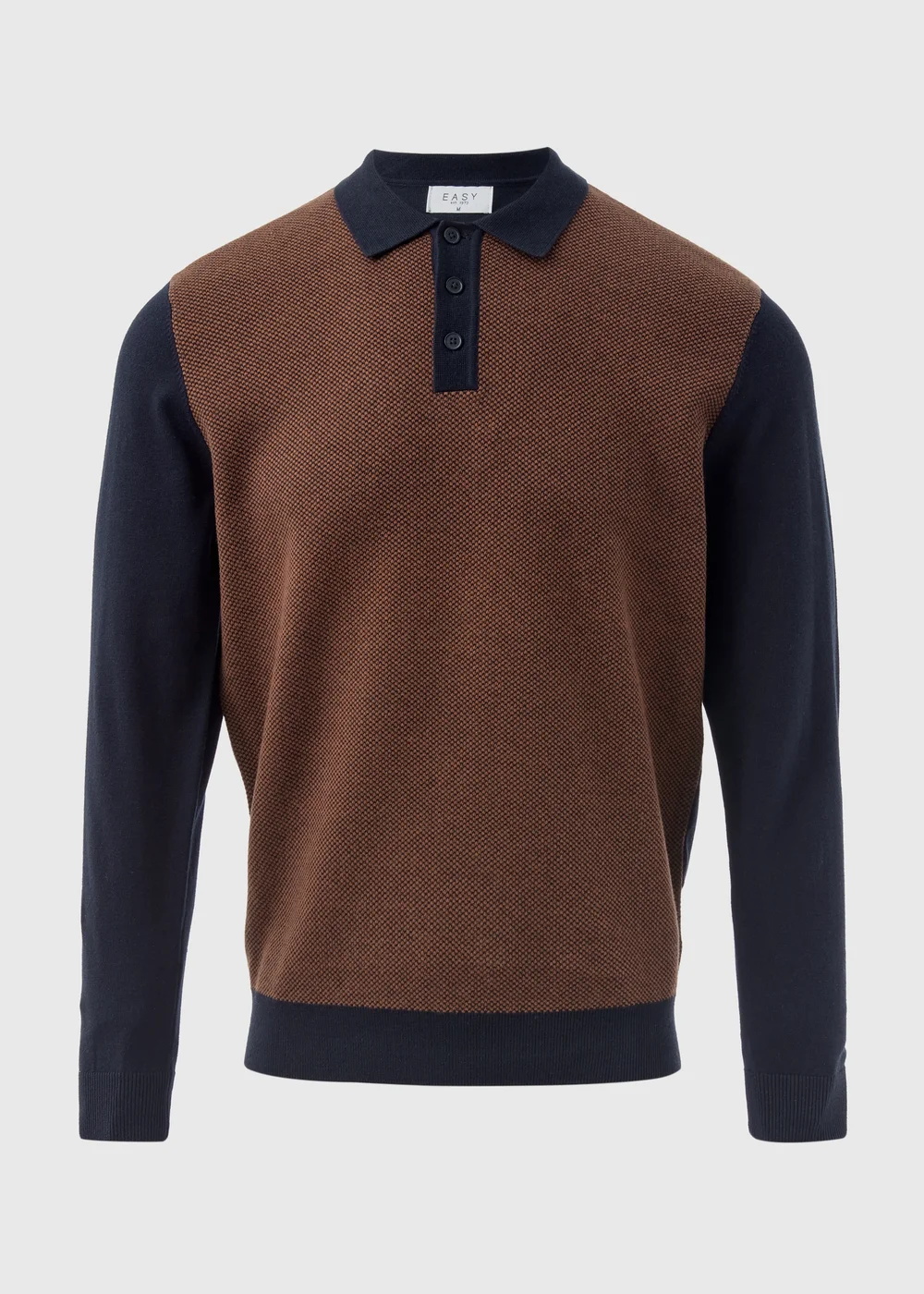 Rust Textured Knit Polo Shirt - S Image 5