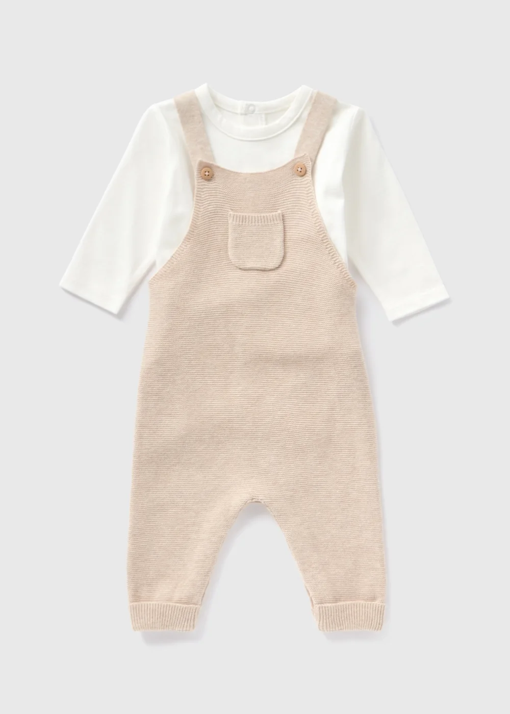 Baby Ecru Knitted Bodysuit & Dungaree Set (Newborn-23mths) - Age 0 - 3 Months Image 1