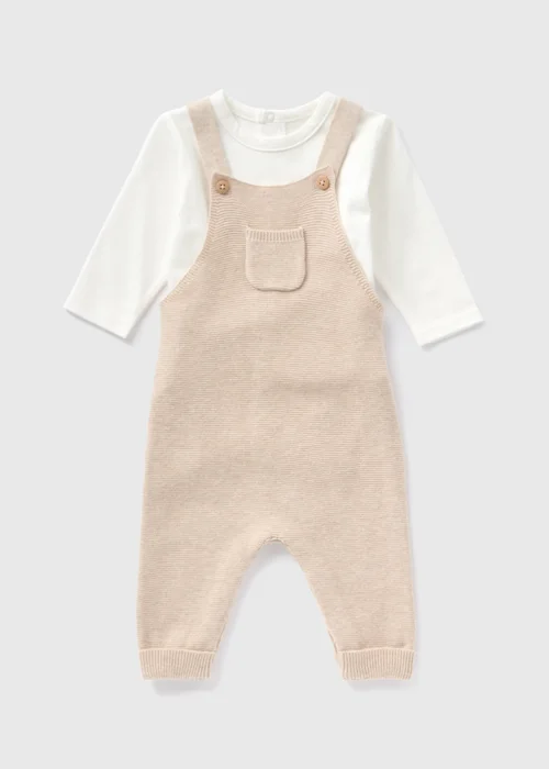 Baby Ecru Knitted Bodysuit & Dungaree Set (Newborn-23mths) - Age 0 - 3 Months Image 1