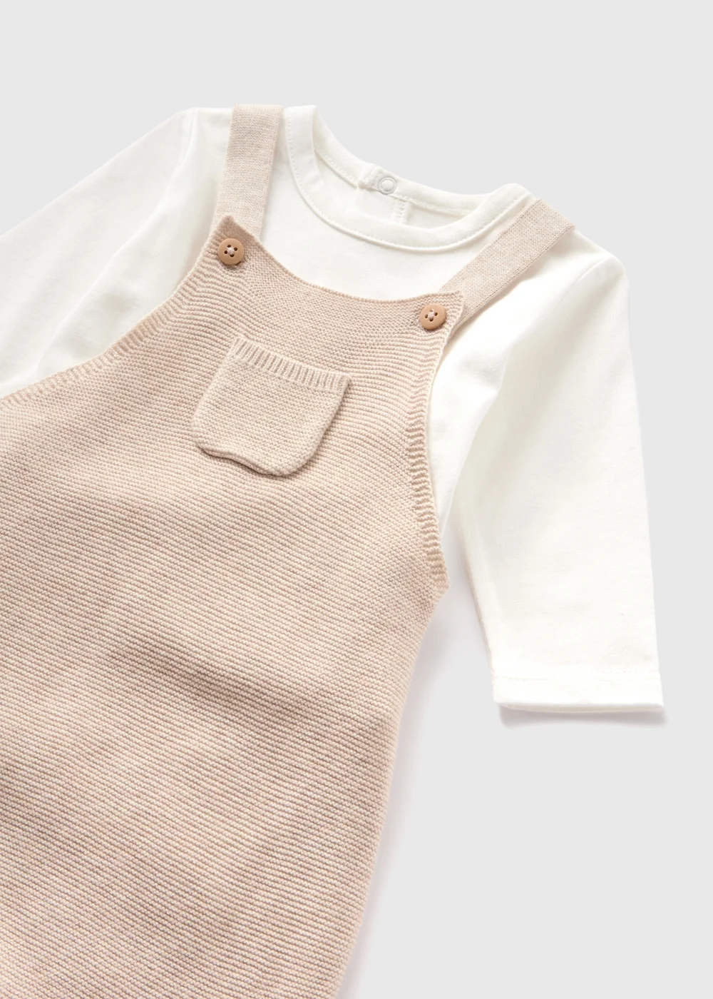 Baby Ecru Knitted Bodysuit & Dungaree Set (Newborn-23mths) - Age 0 - 3 Months Image 2