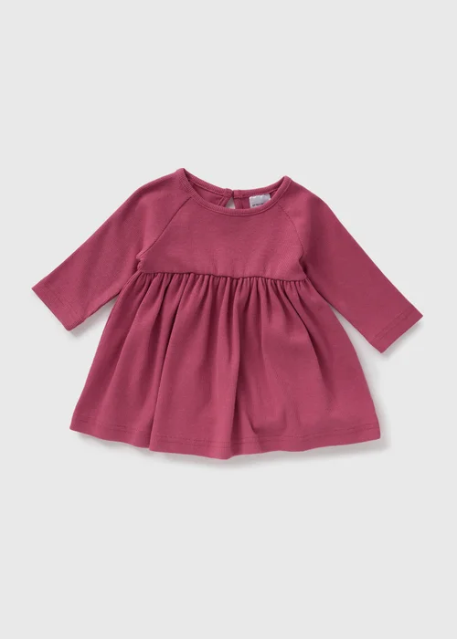 Baby Burgundy Ribbed Dress (Newborn-23mths) - Newborn Image 1