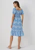 Blue Frill Hem Square Neck Midi Dress - Size 8 Image 2