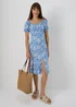 Blue Frill Hem Square Neck Midi Dress - Size 8 Image 4