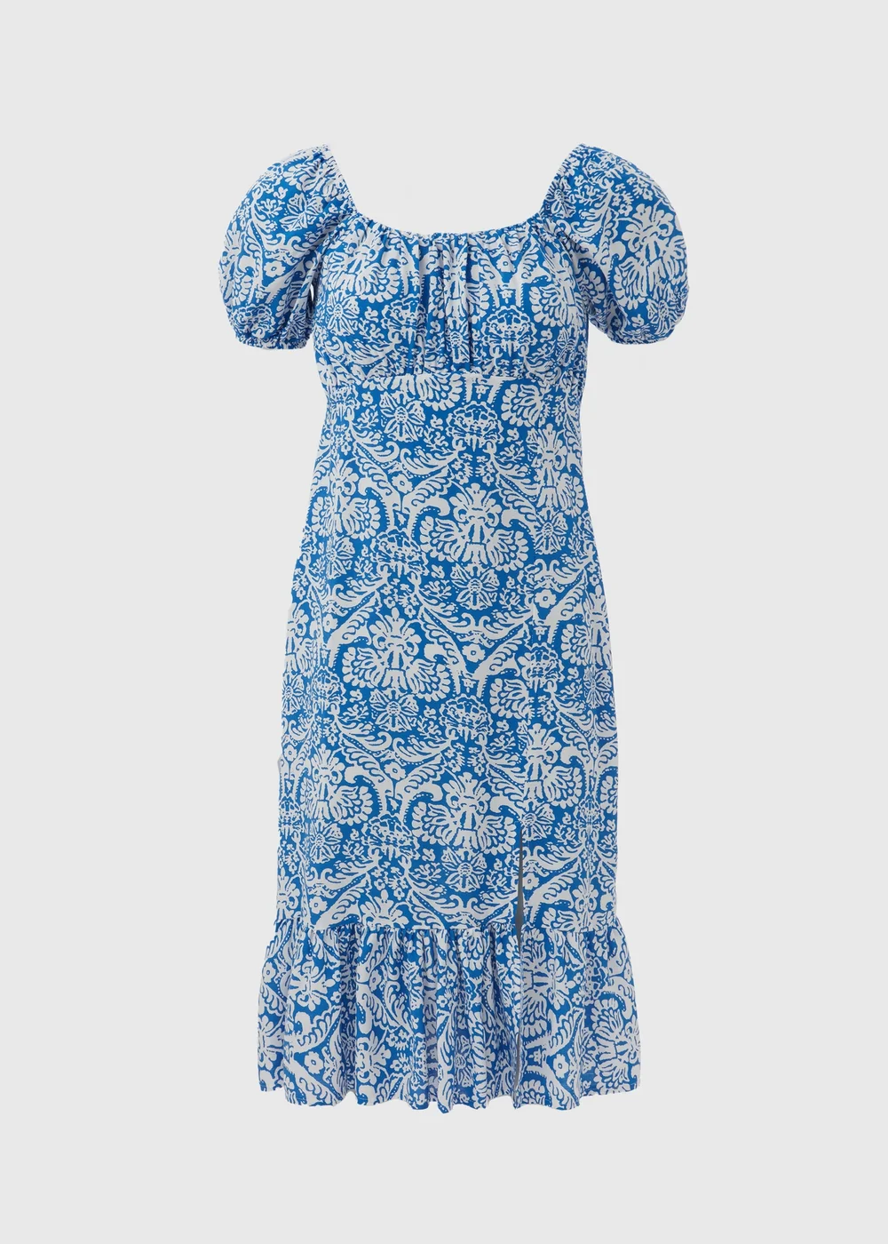 Blue Frill Hem Square Neck Midi Dress - Size 8 Image 5