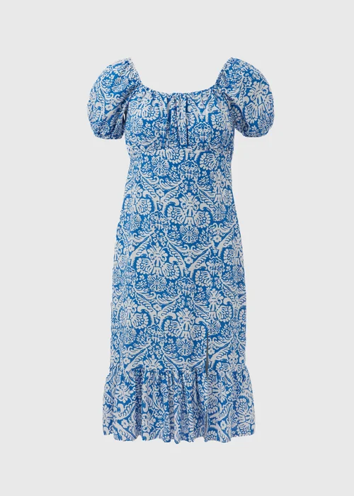 Blue Frill Hem Square Neck Midi Dress - Size 8 Image 5