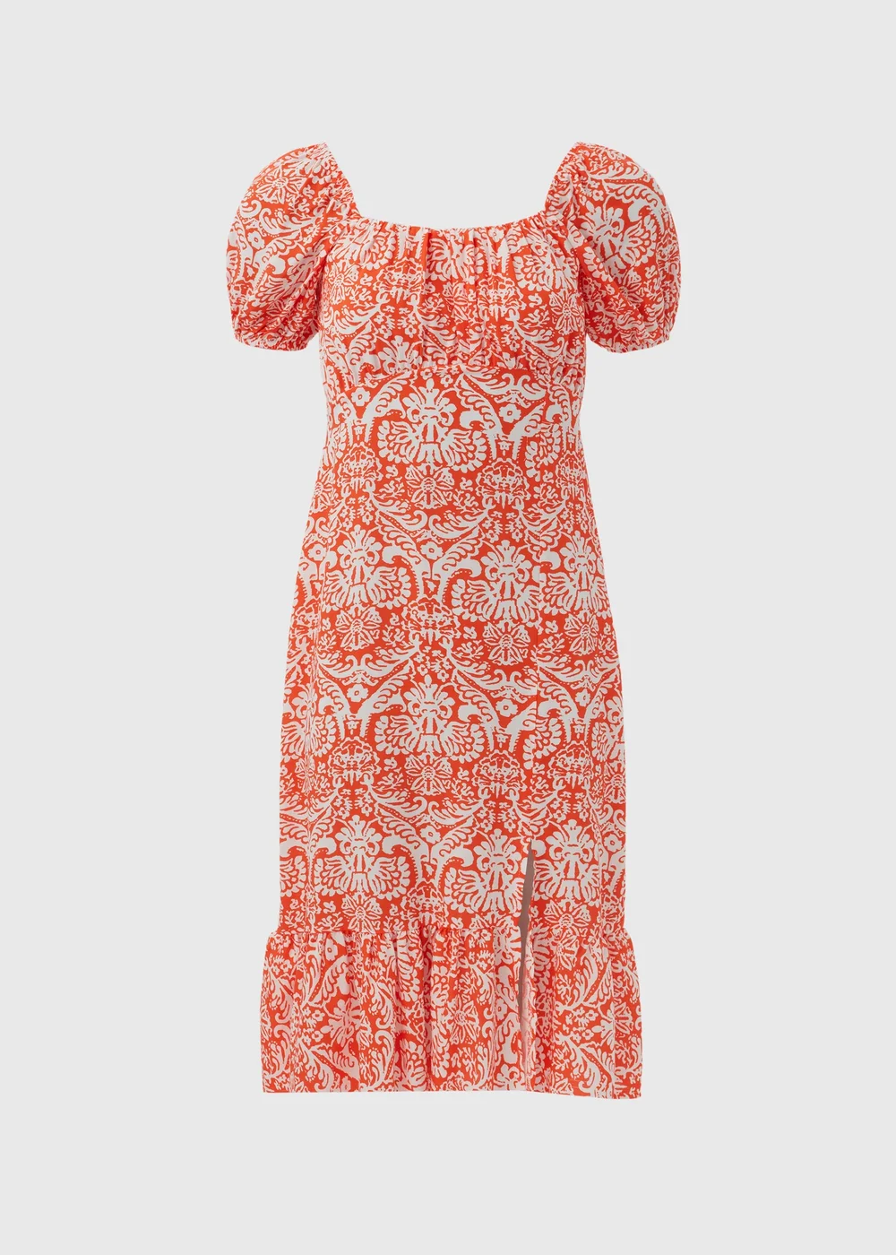 Orange Frill Hem Square Neck Midi Dress - 8 Image 5