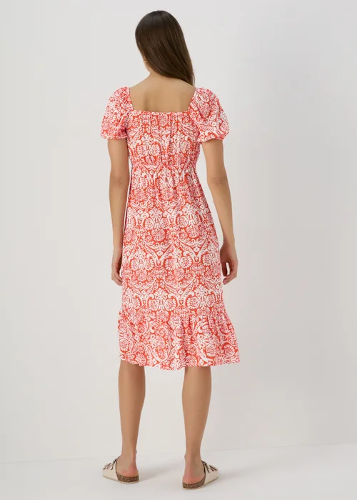 Orange Frill Hem Square Neck Midi Dress - 8 Image 2