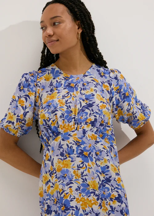 Purple Floral Mini Tea Dress - 8 Image 3