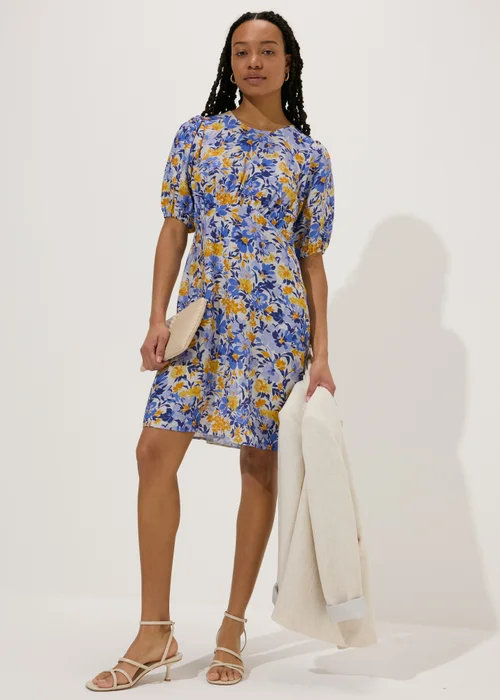 Purple Floral Mini Tea Dress - 8 Image 4