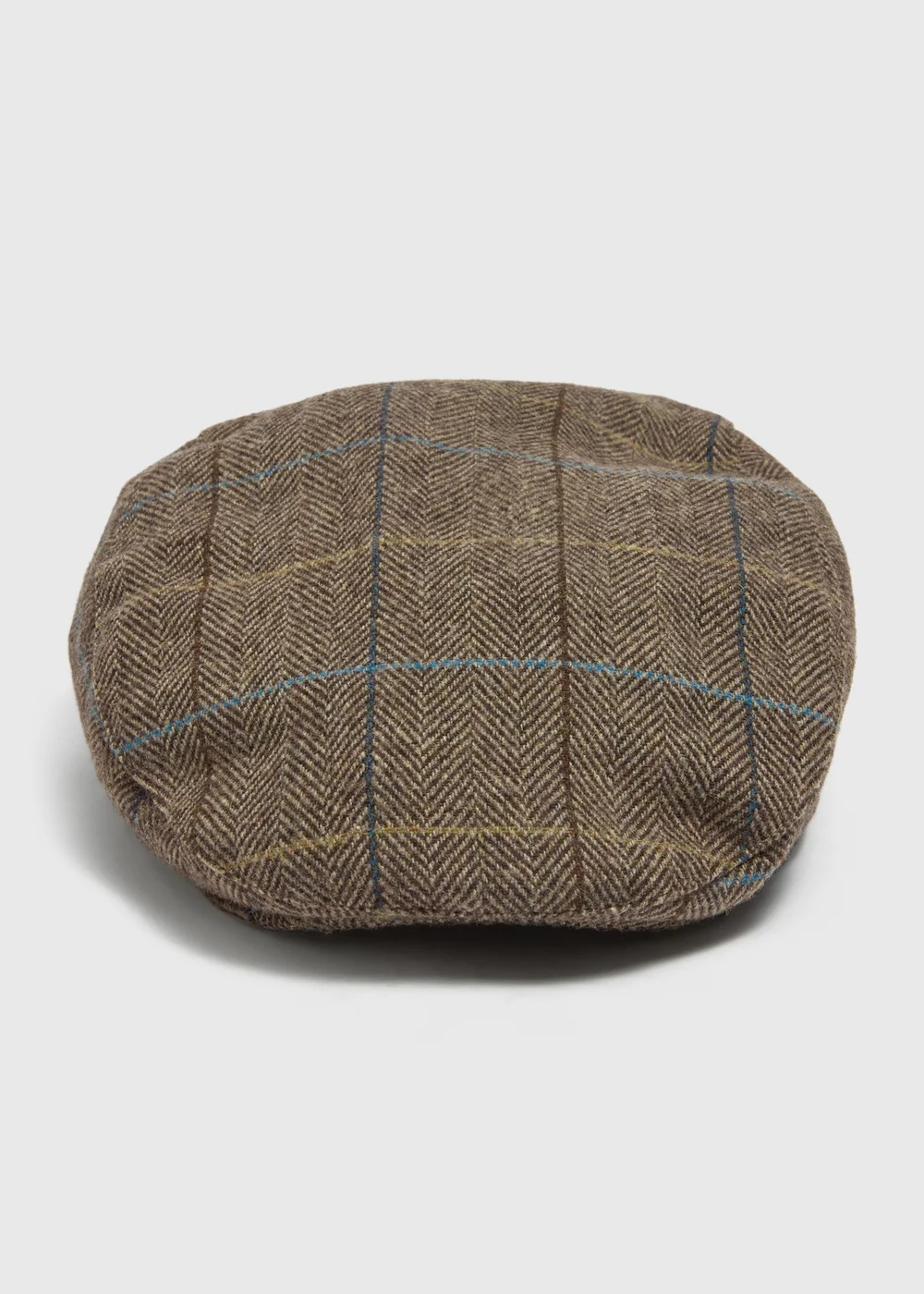 Brown Herringbone Flat Cap - S/M Image 1