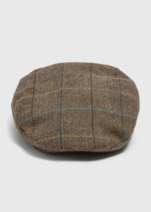 Brown Herringbone Flat Cap - S/M Image 1