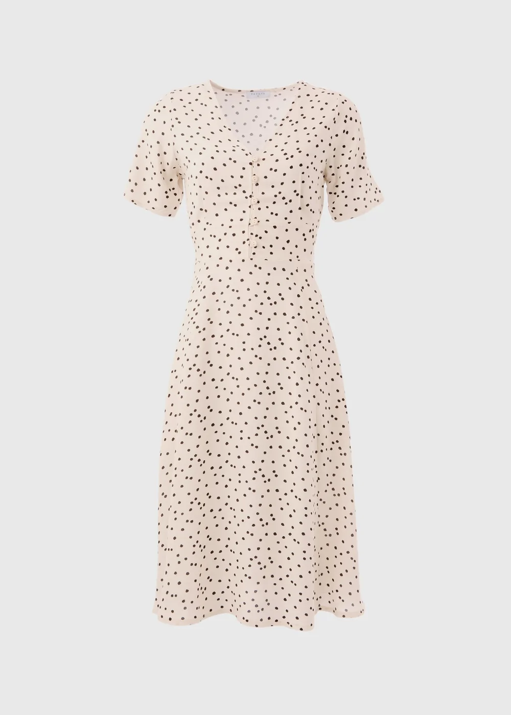 Cream Spot Print Midi Dress - Size 8 Image 5